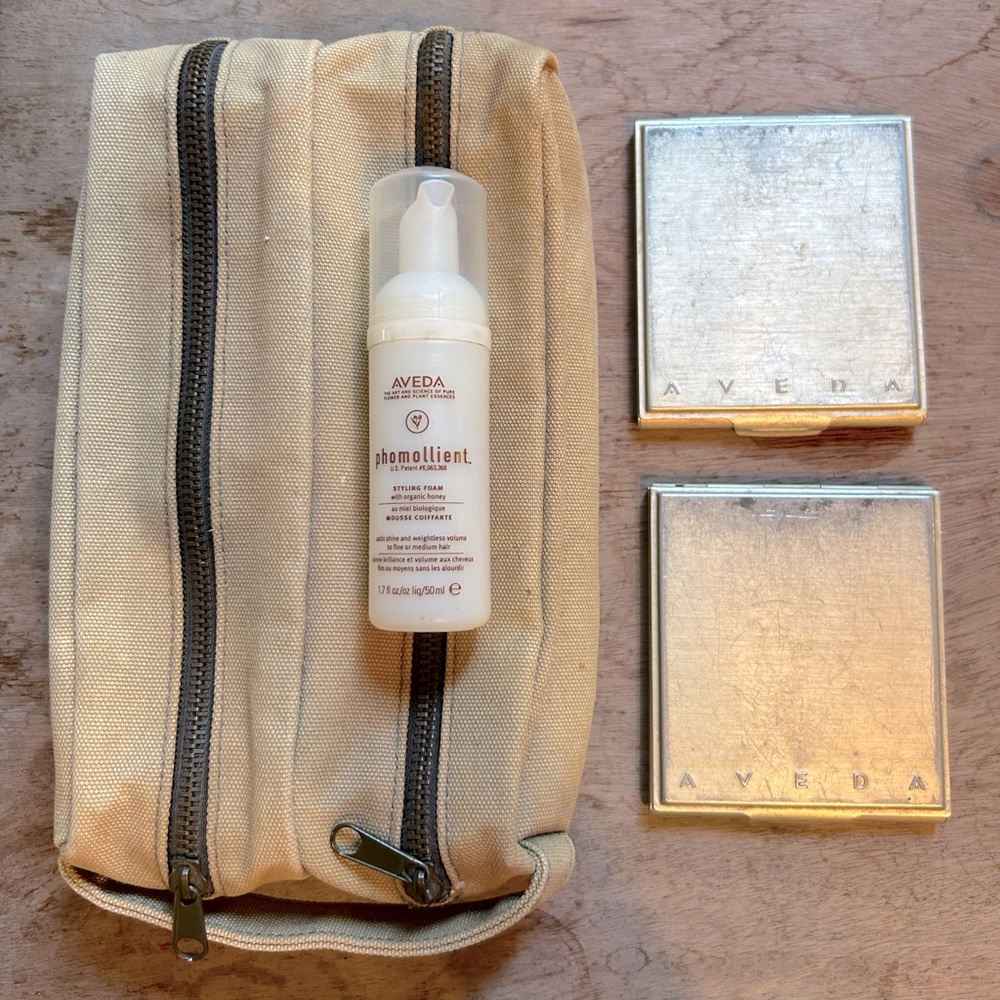 AVEDA Dop Kit + Eye Shadow / Powder / Compact (2) + Phomollient travel size